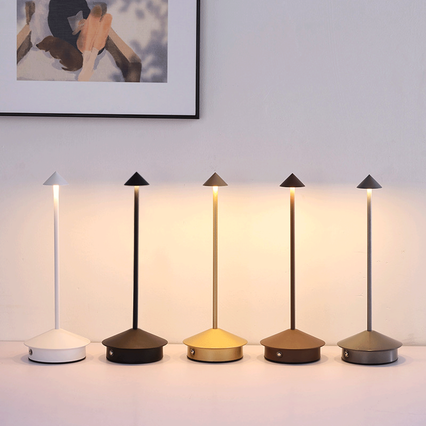 LED Cordless Table Lamp - Rechargeable Battery Operated Desk Lamp Lighting, Silver