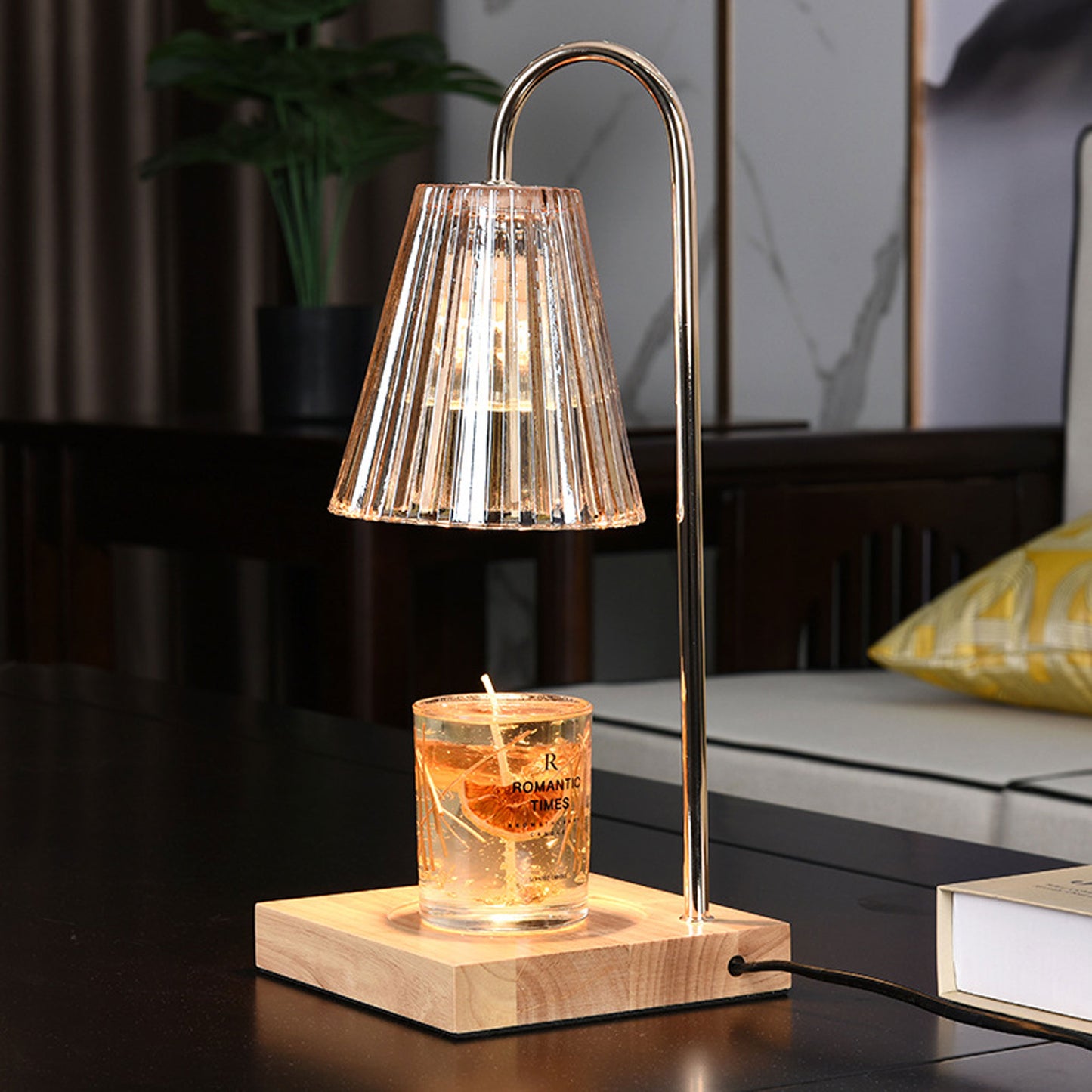Candle Warmer Lamp with Timer Dimmer, Clear Glass Table Lamp