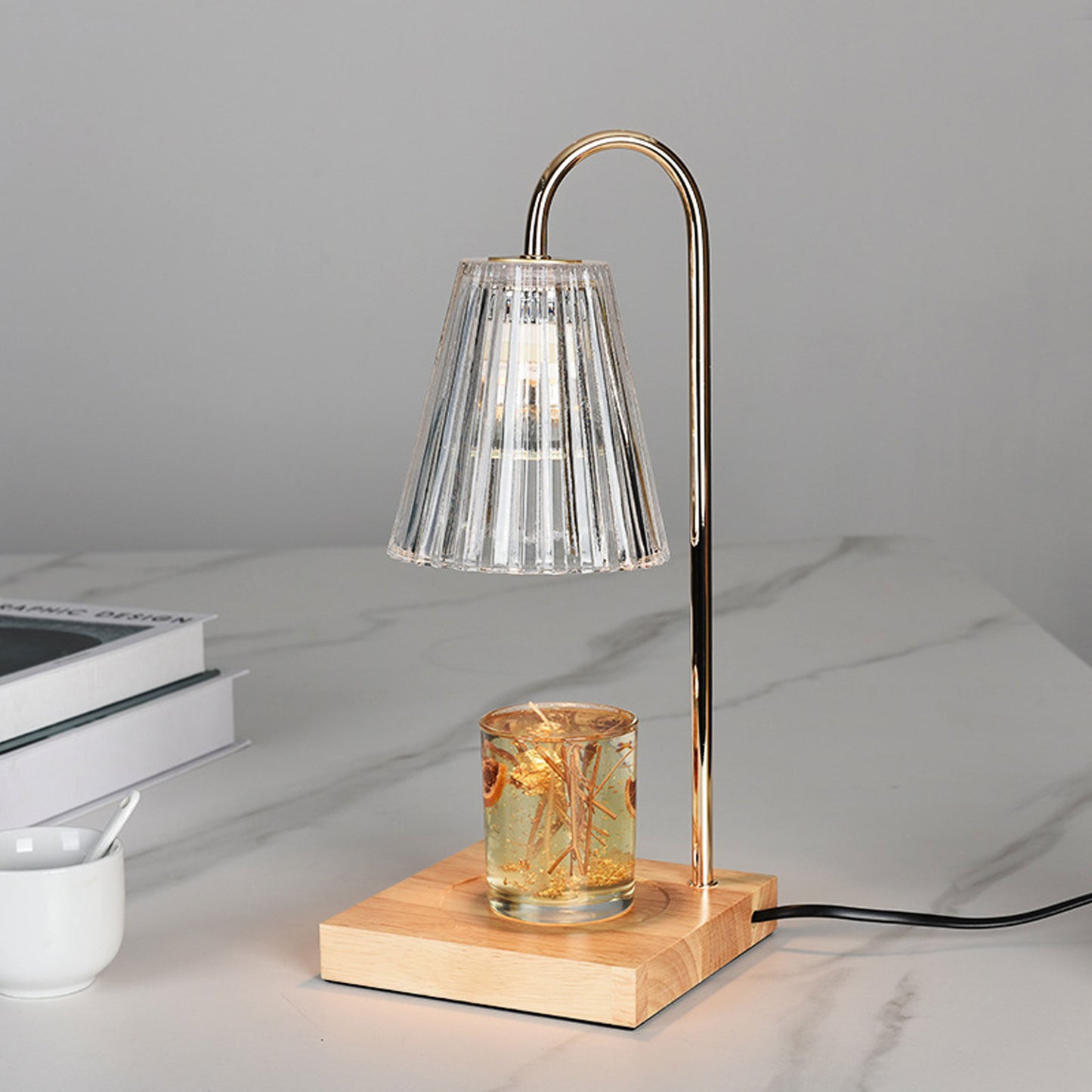 Candle Warmer Lamp with Timer Dimmer, Clear Glass Table Lamp