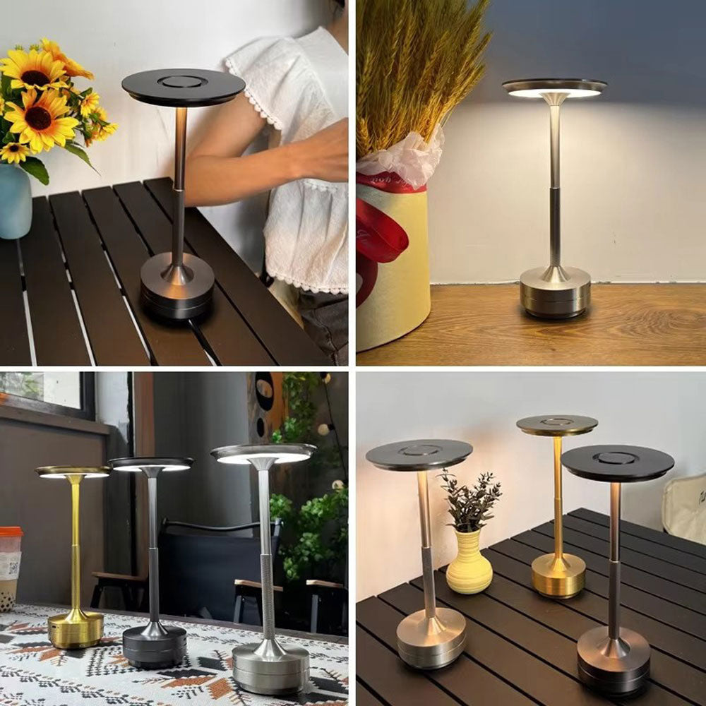 LED Cordless Table Lamp,Modern Wireless Table Lamp Rechargeable, 3 Color Stepless Dimming Night Light Touch Lamps(Black)