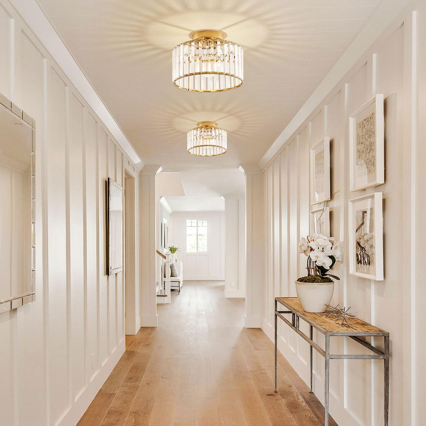 Gold Ceiling Light Fixture Crystal Ceiling Lamp for Kitchen Living Room Bathroom Entryway Bedroom