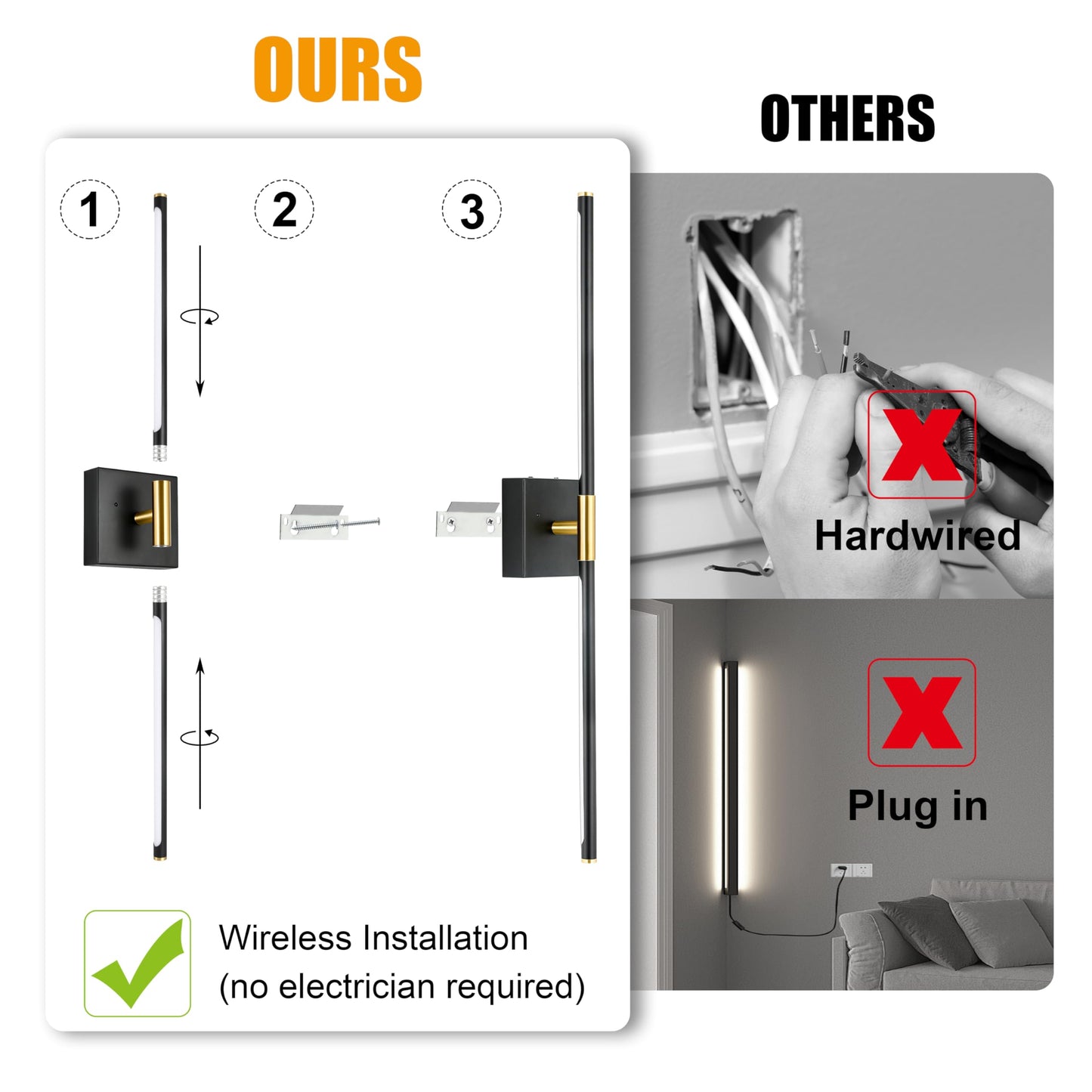 Battery Operated Wall Sconce Set of 2