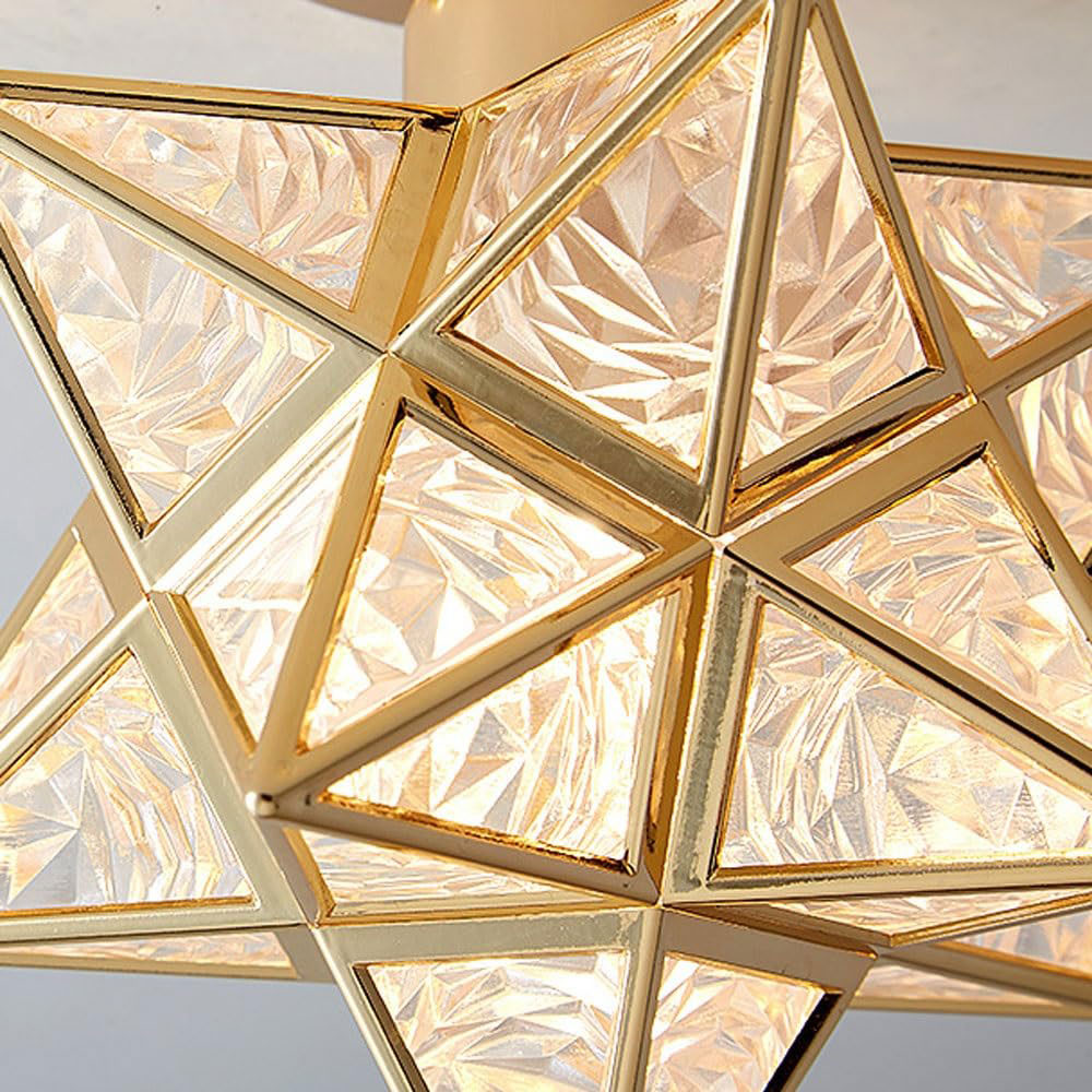 Flush Mount Glass Ceiling Light, Creative Star Ceiling Pendant Light, Gold