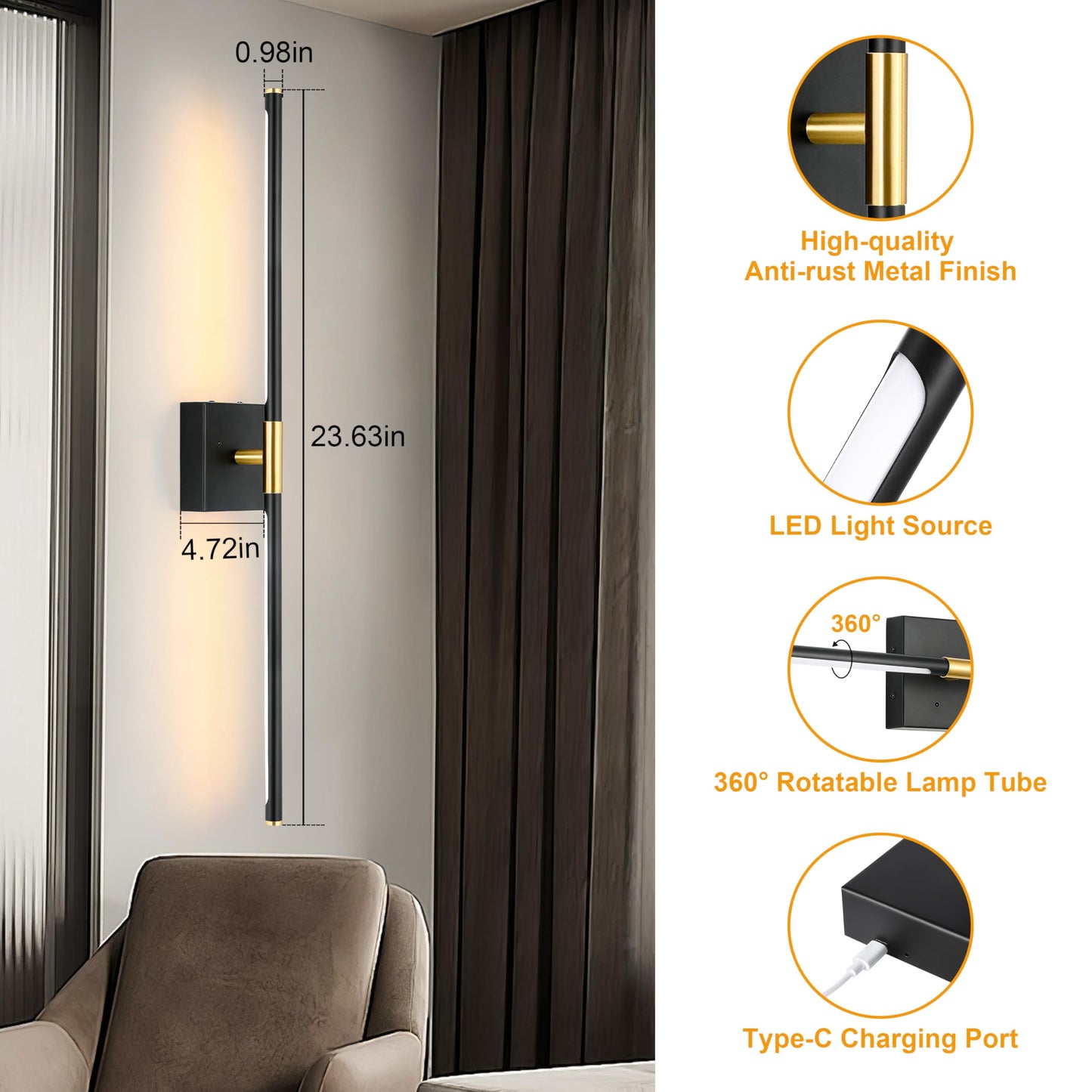 Battery Operated Wall Sconces Set of 2