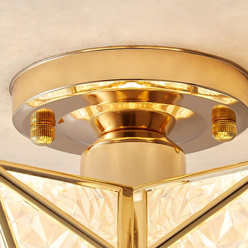 Flush Mount Glass Ceiling Light, Creative Star Ceiling Pendant Light, Gold