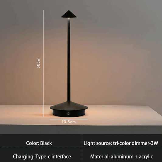 Cordless Table Lamp Rechargeable Battery Operated Lighting, Black