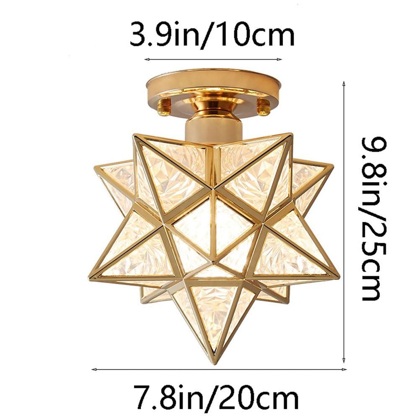 Flush Mount Glass Ceiling Light, Creative Star Ceiling Pendant Light, Gold