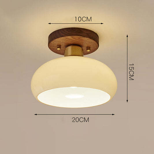 Glass Ceiling Light Fixture Chandelier with Wooden Base