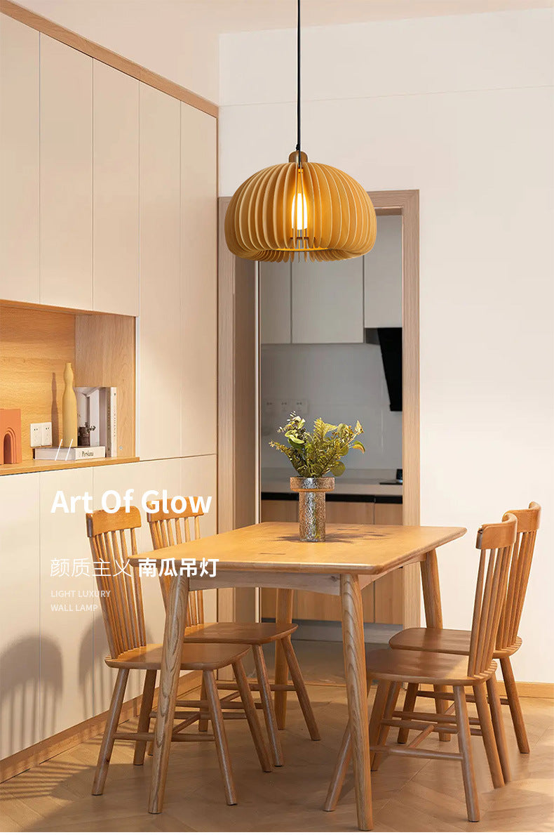 Nordic Pumpkin Wood Pendant Light(Bulb Not Included)