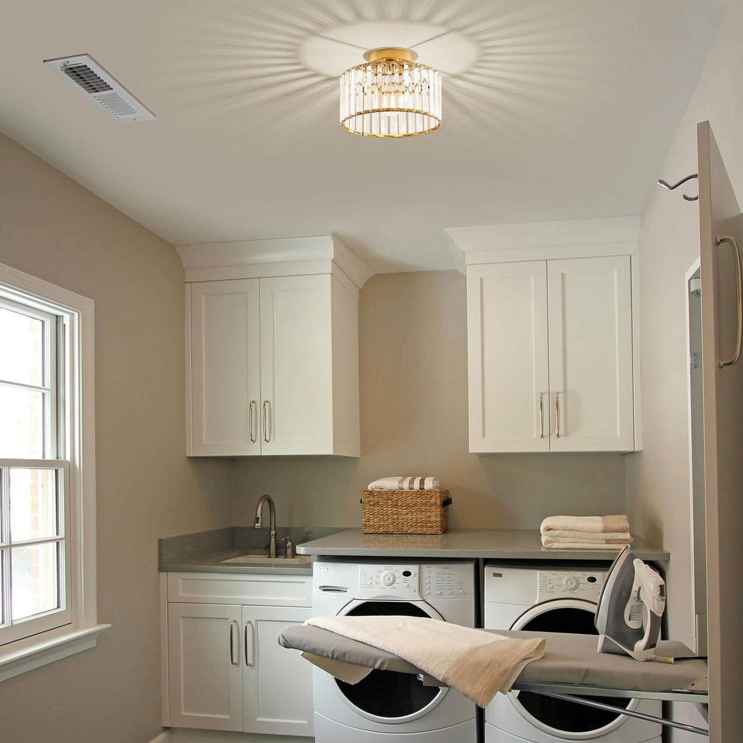 Gold Ceiling Light Fixture Crystal Ceiling Lamp for Kitchen Living Room Bathroom Entryway Bedroom