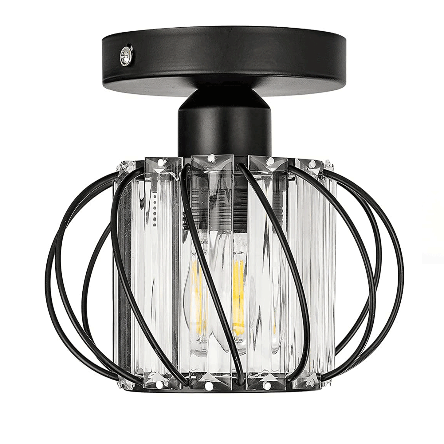 Gold Crystal Ceiling Light Fixture, Flush Mount Ceiling Chandeliers for Hallway Dining Rooms Living Room(Bulb Not Included)