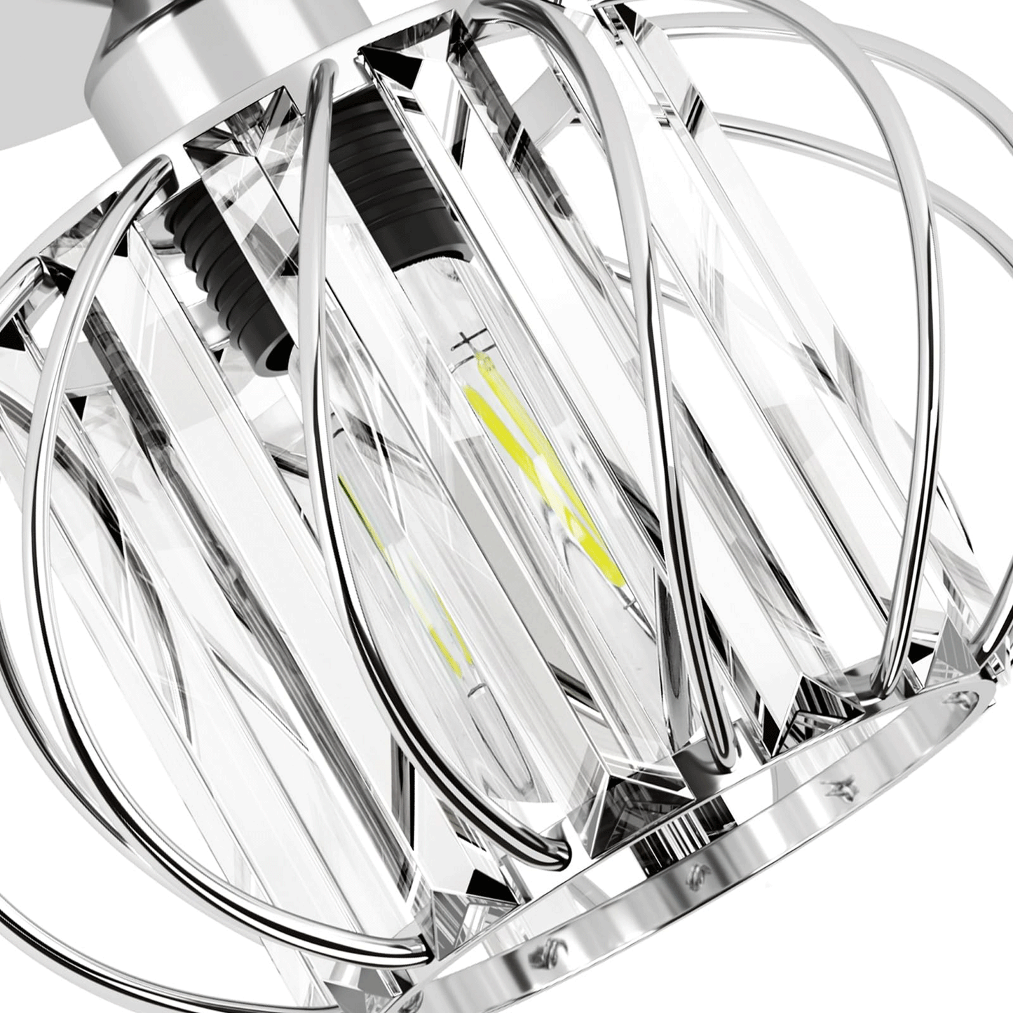 Flush Mount LED Crystal Ceiling Light Fixture, Silver(Bulb Not Included)