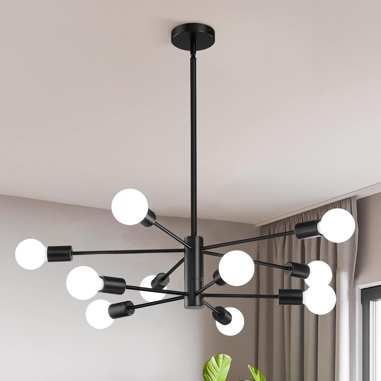 12-Light Sputnik Chandelier for Dining Room,Bedroom,Living Room,Kitchen Island,Cafe Hhop(bulb not included)