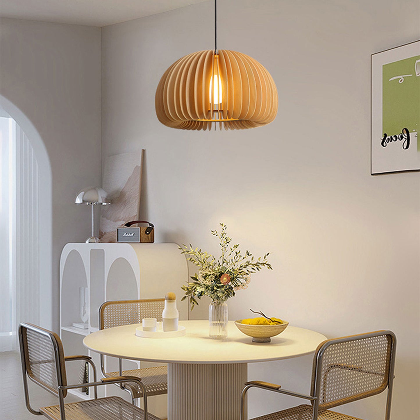 Nordic Pumpkin Wood Pendant Light(Bulb Not Included)