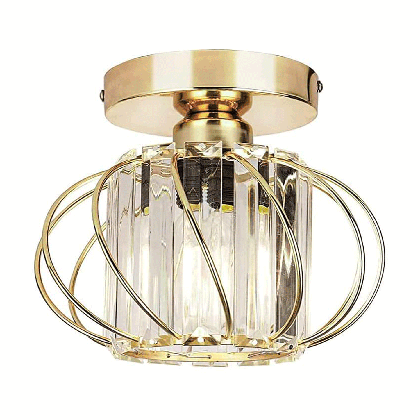 Flush Mount LED Crystal Ceiling Light Fixture, Silver(Bulb Not Included)