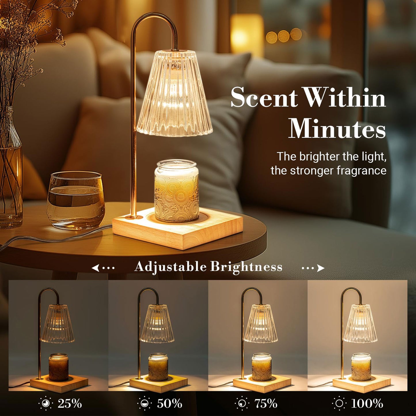 Candle Warmer Lamp with Timer Dimmer, Clear Glass Table Lamp