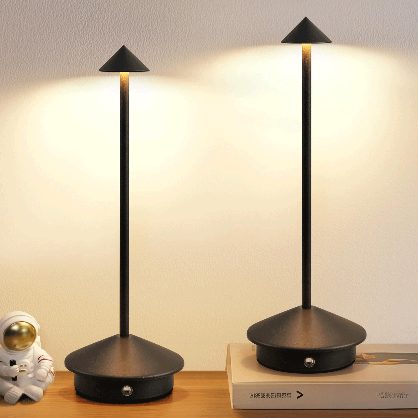 Cordless Table Lamp Rechargeable Battery Operated Lighting, Black