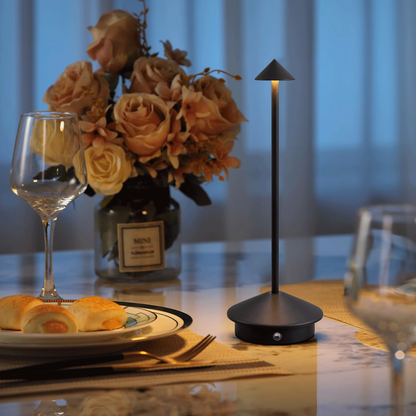 Cordless Table Lamp Rechargeable Battery Operated Lighting, Black