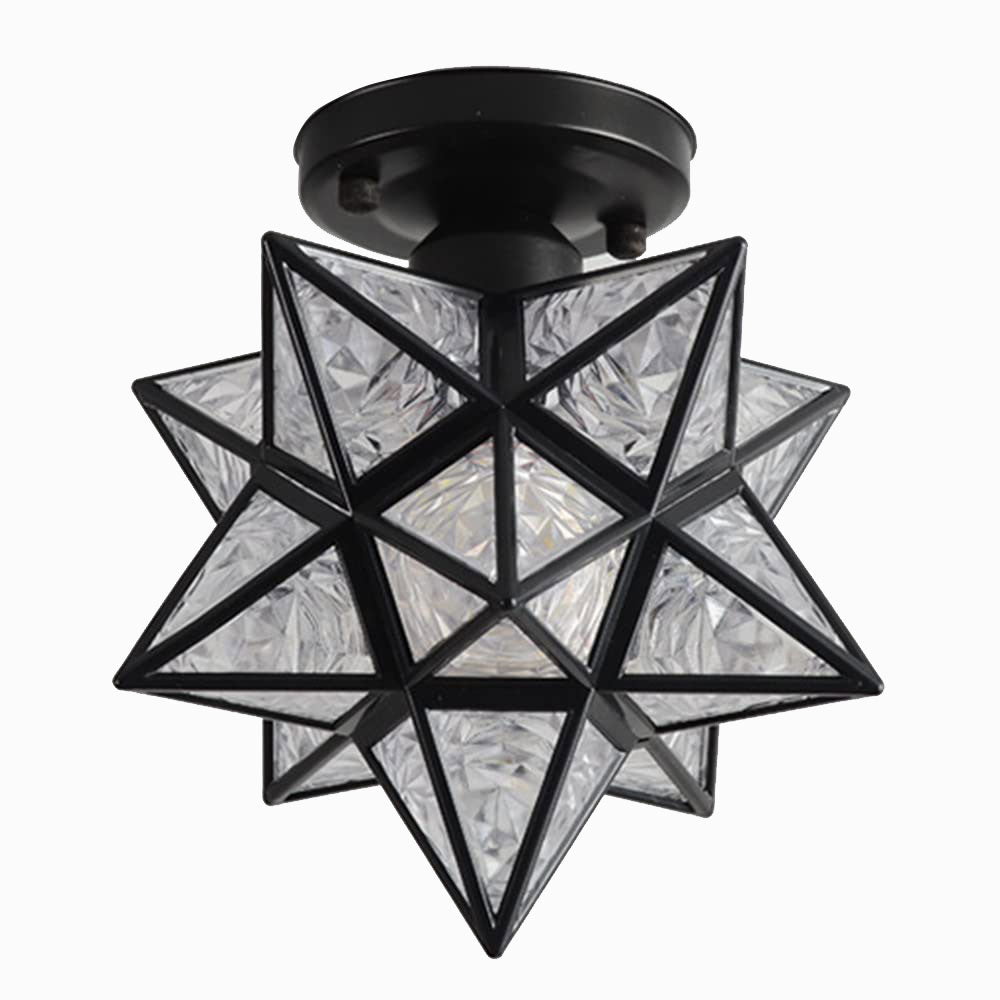 Flush Mount Glass Ceiling Light, Creative Star Ceiling Pendant Light, Gold