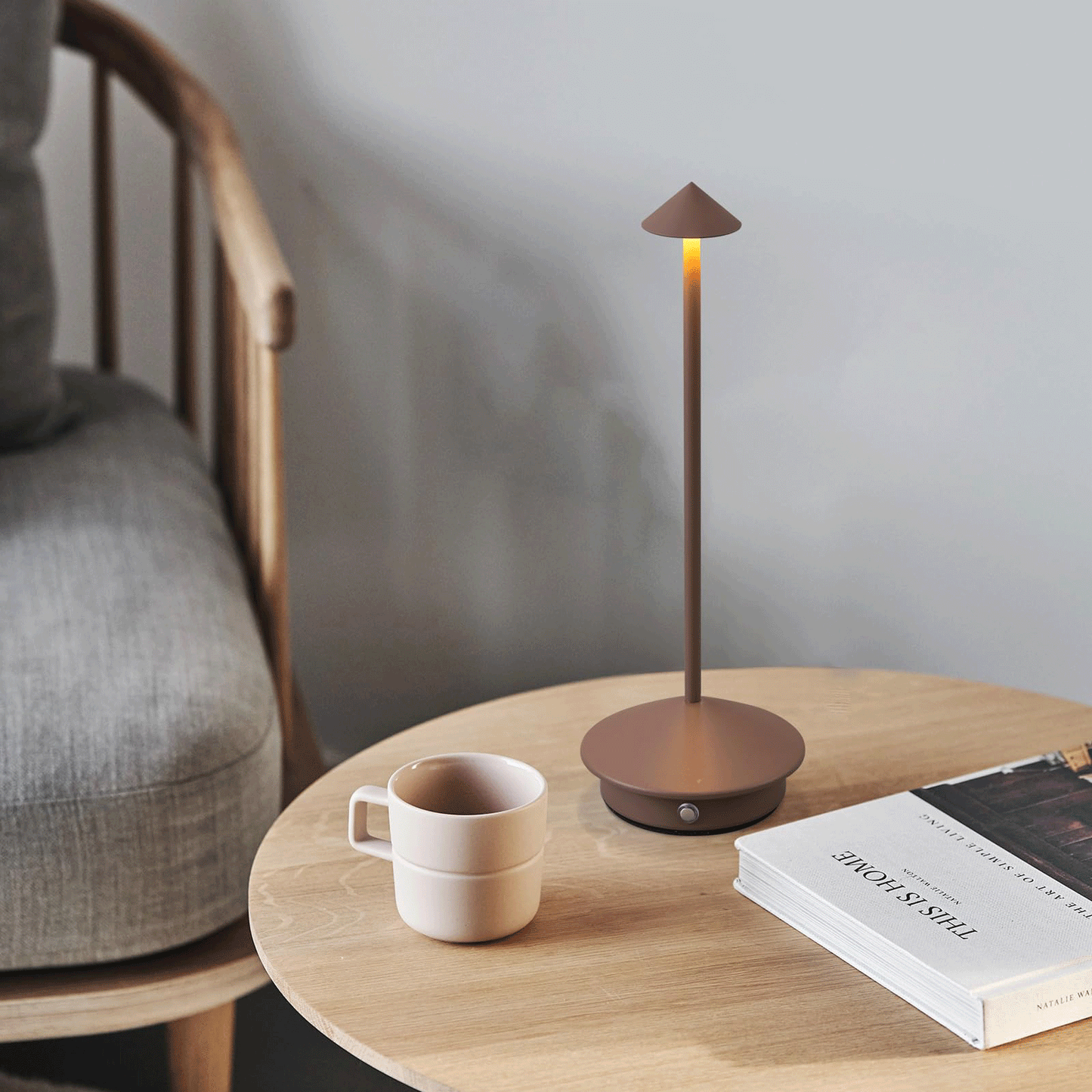 LED Table Lamp Cordless Rechargeable Desk Lamp Lighting, Brown