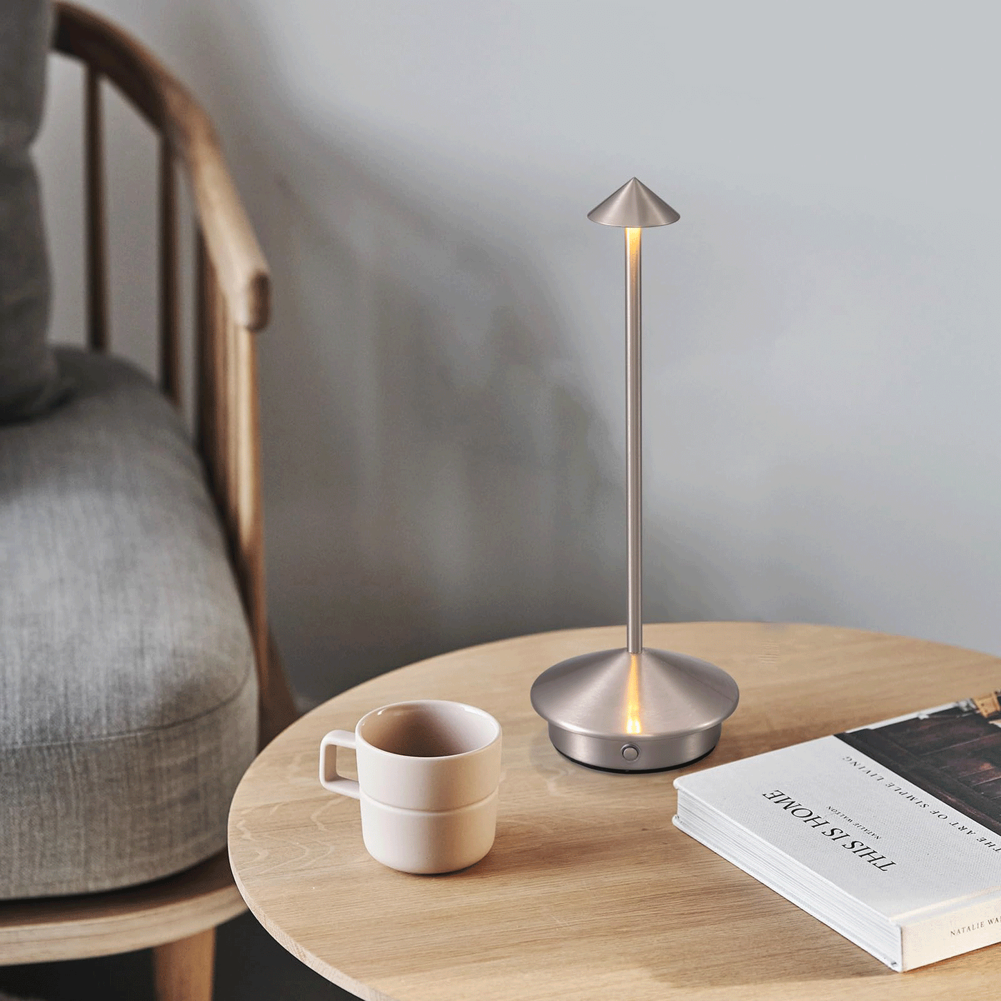LED Cordless Table Lamp - Rechargeable Battery Operated Desk Lamp Lighting, Silver