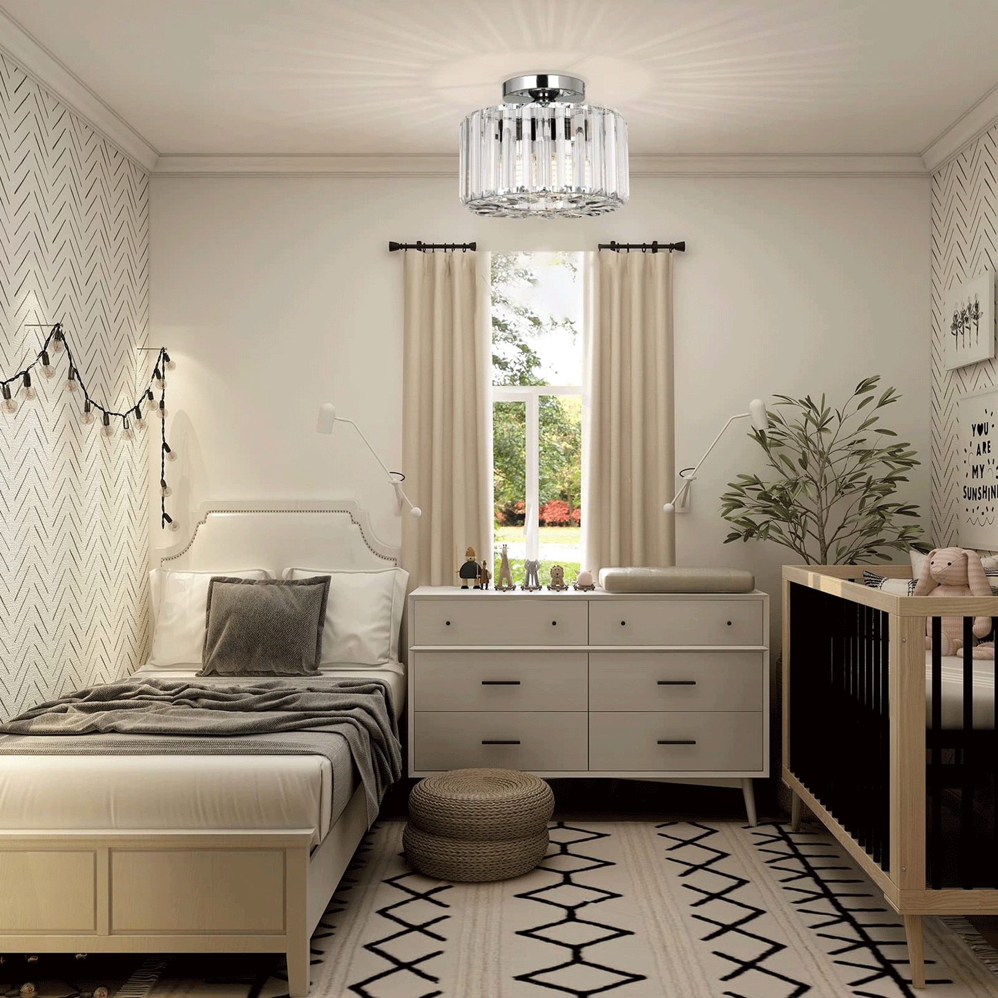 Crystal Ceiling Light(Bulb Not Included)