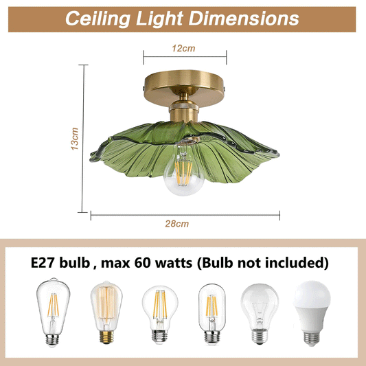 Glass Ceiling Light Chandelier Lighting Fixture, Green(Bulb Not Included)