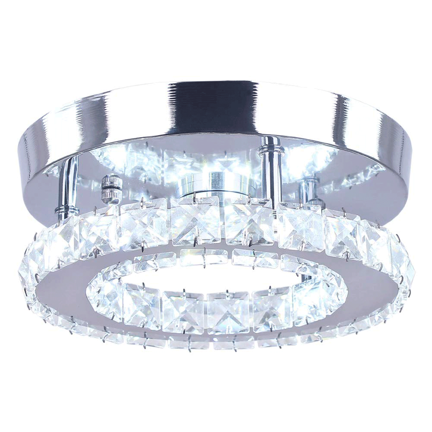 Mini Crystal Ceiling Light Led Chandelier, White Light-6500K