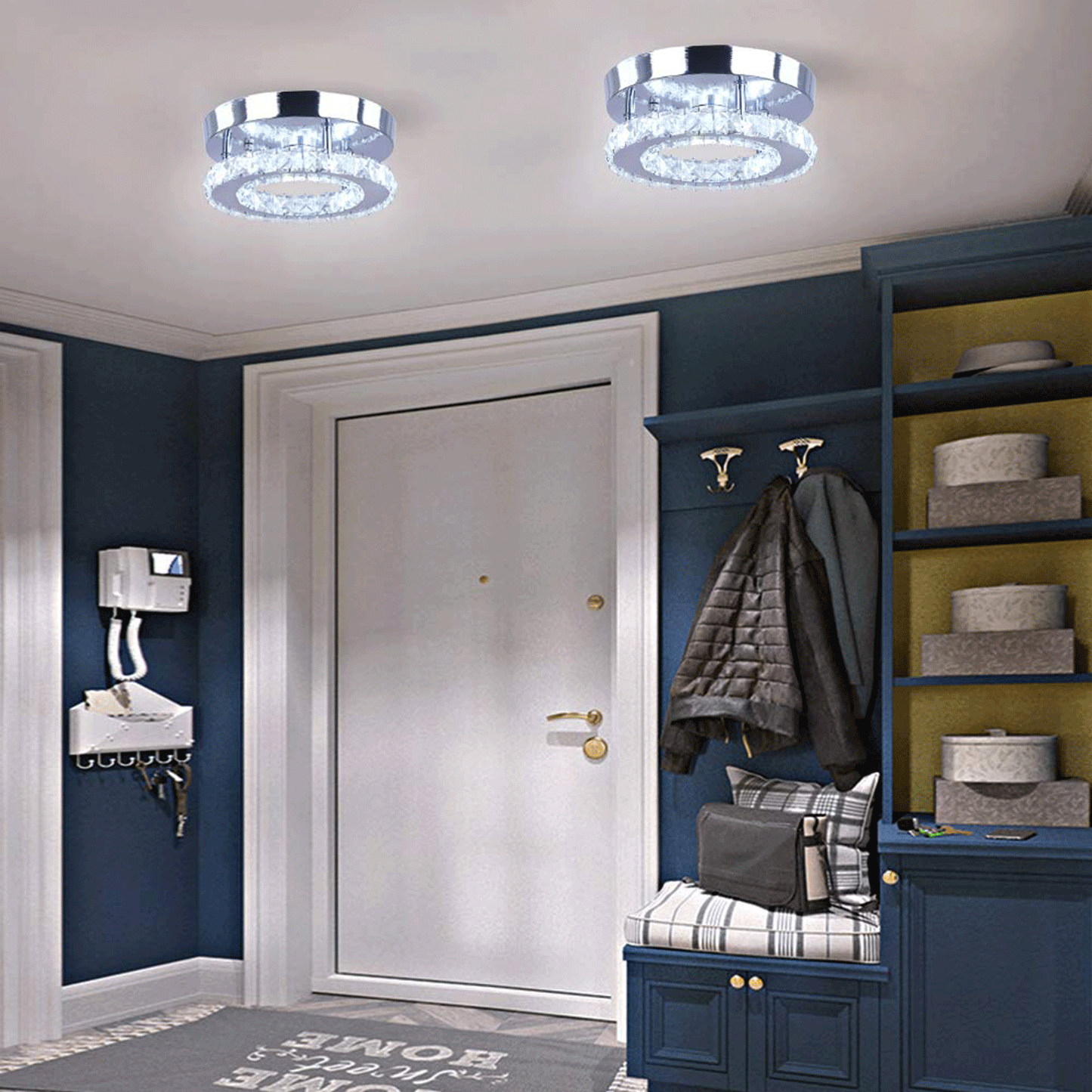 Mini Crystal Ceiling Light Led Chandelier, White Light-6500K