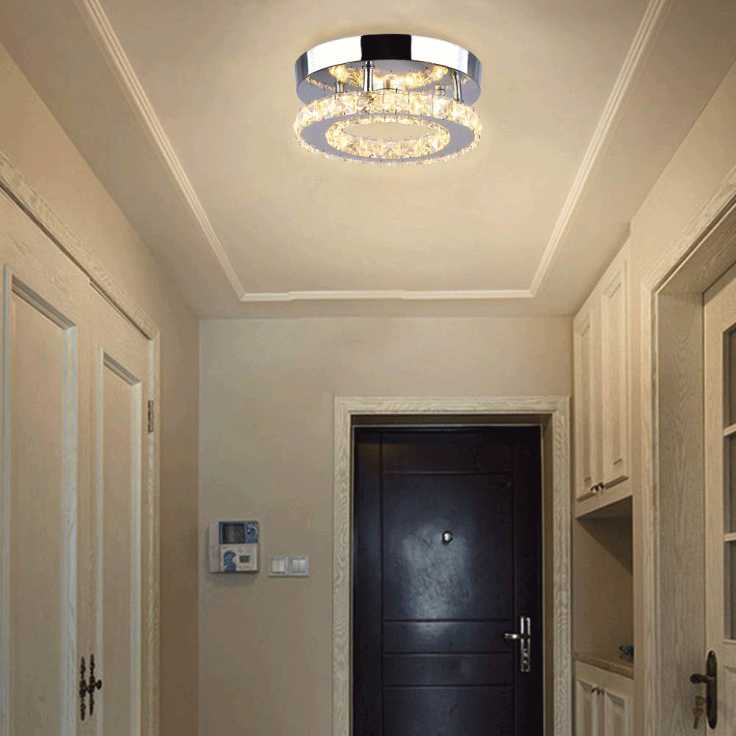 Led Crystal Ceiling Light Contemporary Mini Chandelier, Warm White-3200K