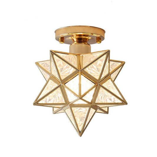 Flush Mount Glass Ceiling Light, Creative Star Ceiling Pendant Light, Gold