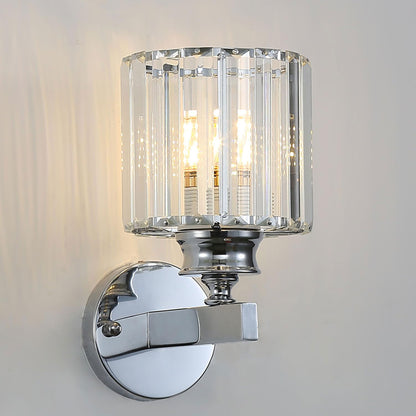 Crystal Wall Light Sconce, E27 Silver Crystal Wall Lamp, Wall Lighting Fixtures for Bedside Bedroom Living Room Hallway