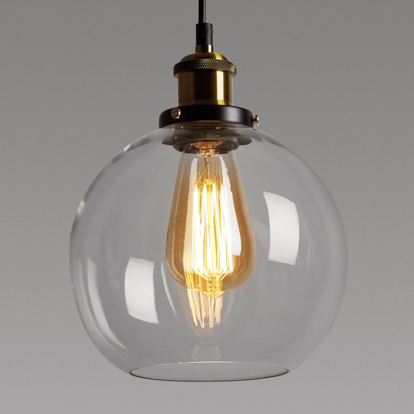 Vintage Glass Pendant Light with Clear Ball Glass Light Shade