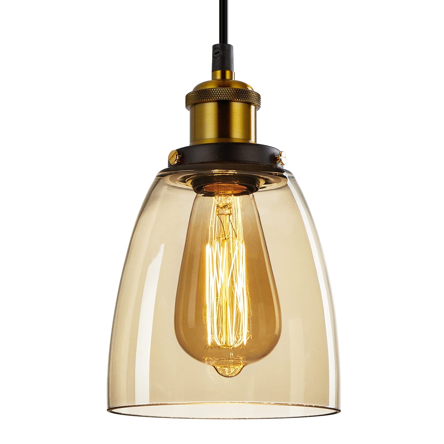 Glass Pendant Light, Vintage Industrial Ceiling Light with Clear Glass lampshade