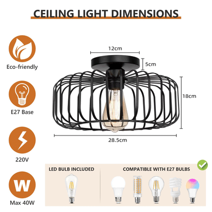 Black Modern Chandeliers Ceiling Light,Metal Cage Light Fixtures for Living Room,Kitchen,Dining Room,Bedroom(Bulb Not Included)