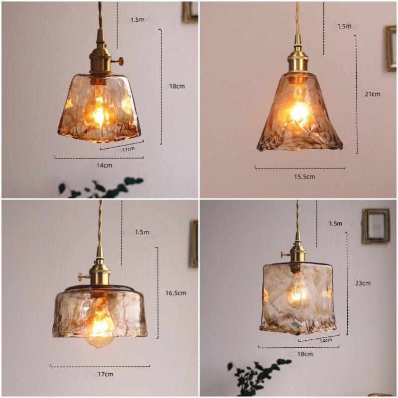 Handblown Victorian-Style Glass Pendant Light – Recycled Glass & Brass Finishes