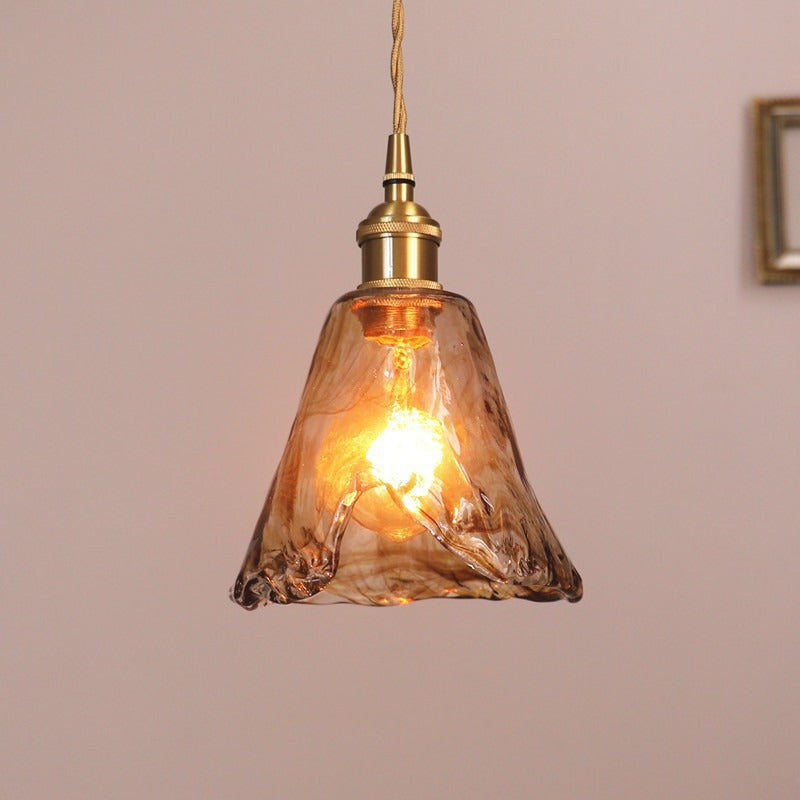 Handblown Victorian-Style Glass Pendant Light – Recycled Glass & Brass Finishes