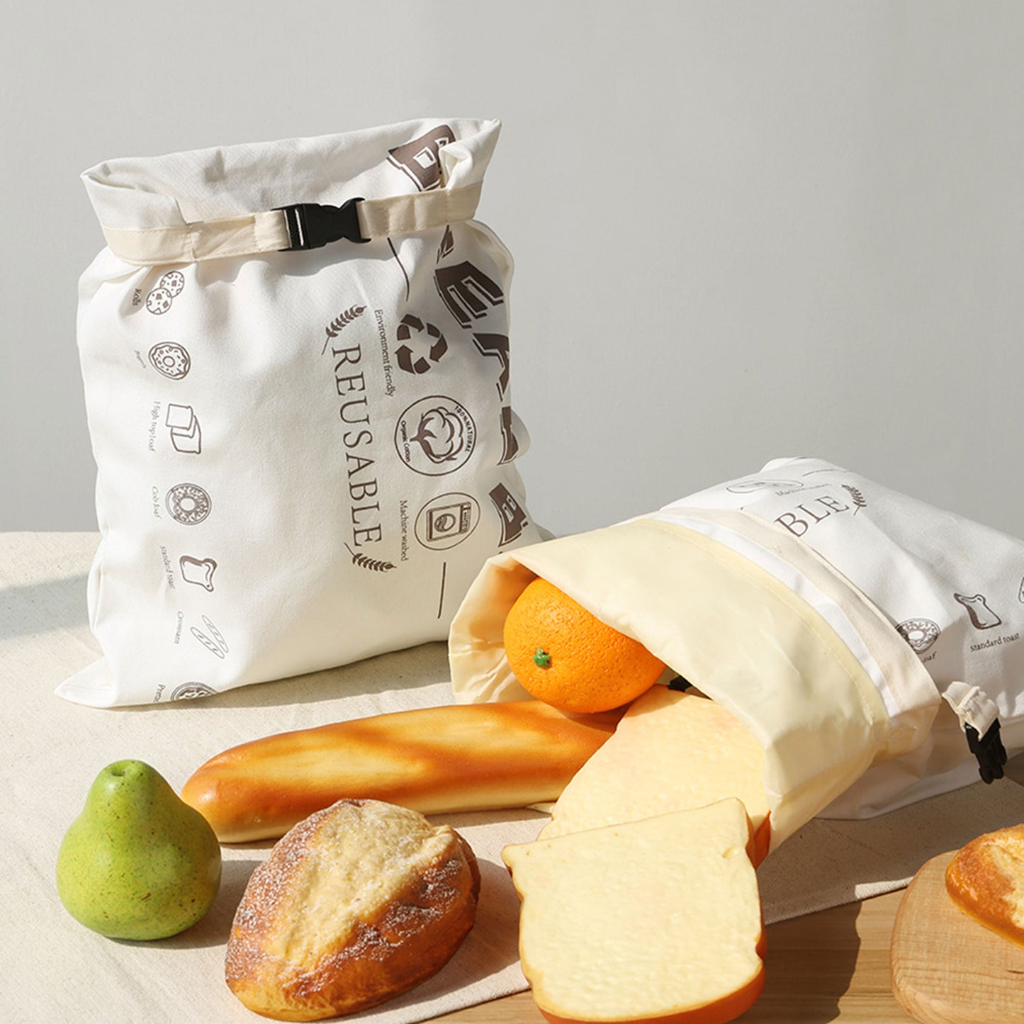 2 Pack Reusable Beeswax Bread Bag for Homemade, Cotton Beeswax Wraps for Food