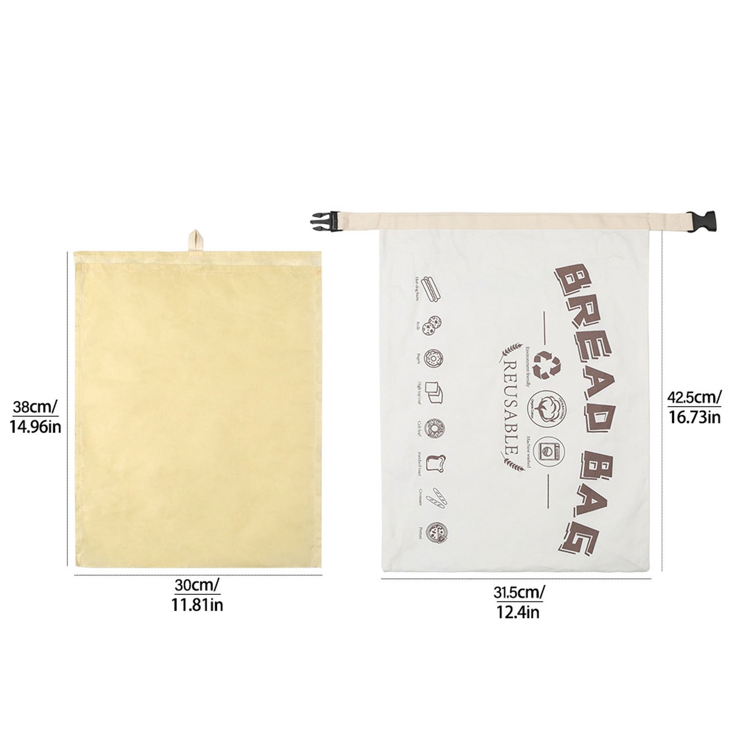 2 Pack Reusable Beeswax Bread Bag for Homemade, Cotton Beeswax Wraps for Food