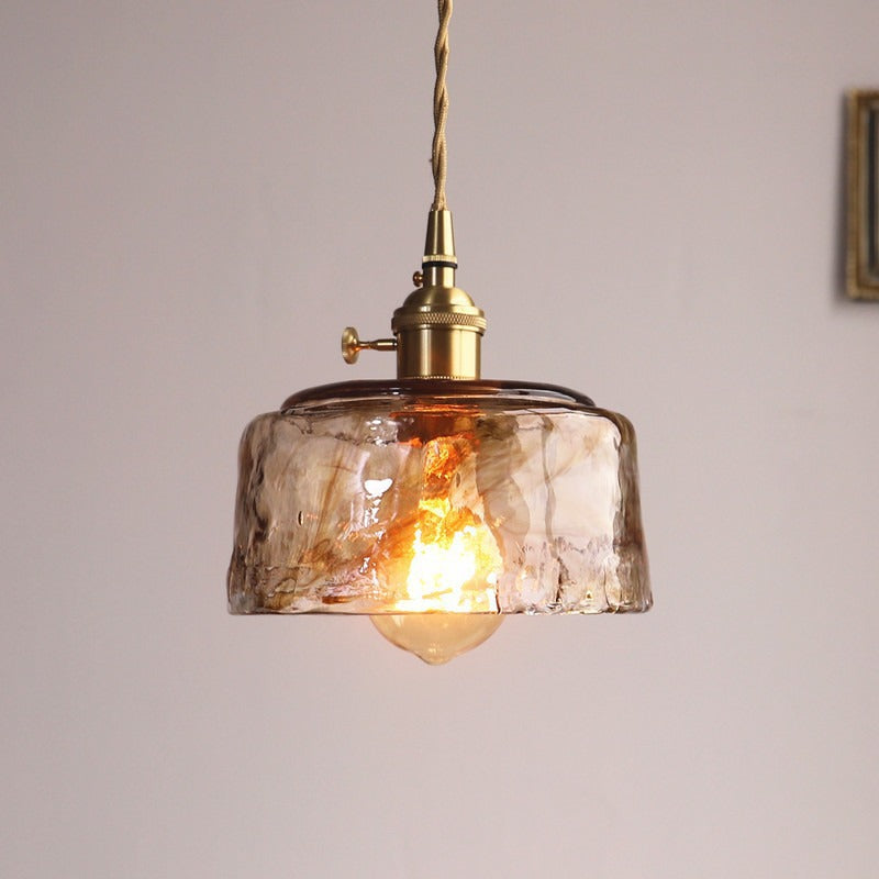 Handblown Victorian-Style Glass Pendant Light – Recycled Glass & Brass Finishes