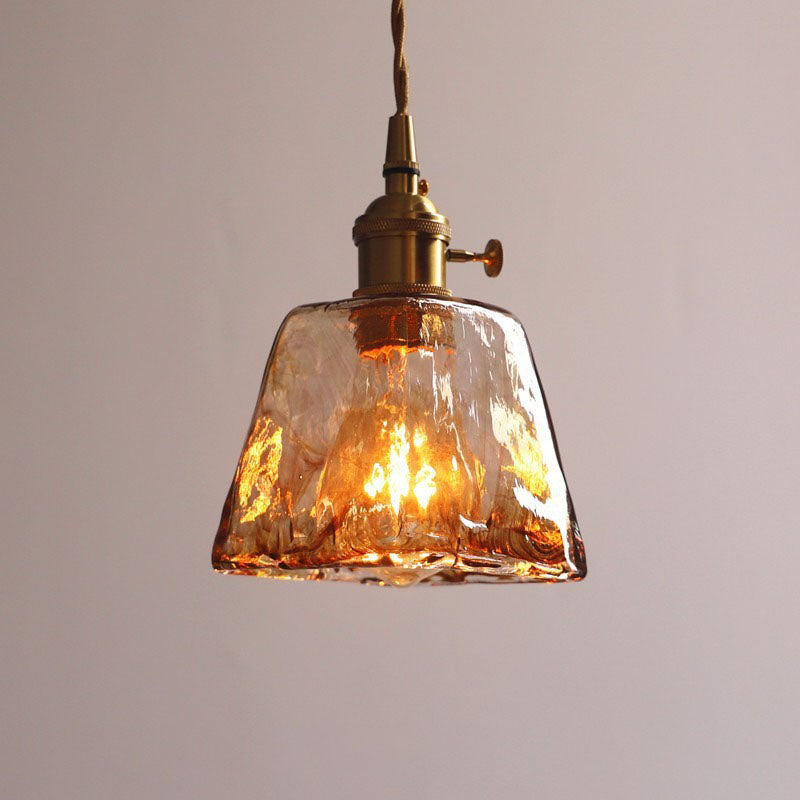 Handblown Victorian-Style Glass Pendant Light – Recycled Glass & Brass Finishes