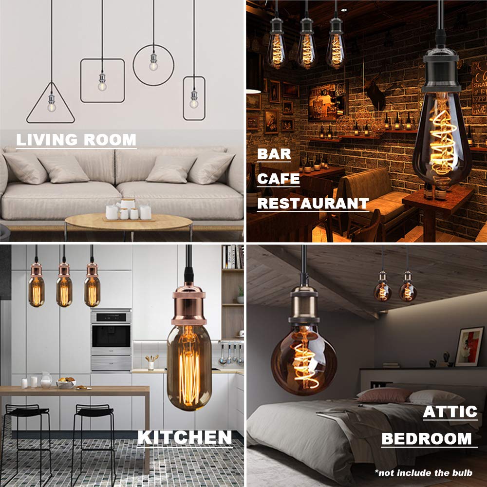 E27 Ceiling Pendant Light Fitting with Lamp Holder Braided Cable Pendant Light Kit