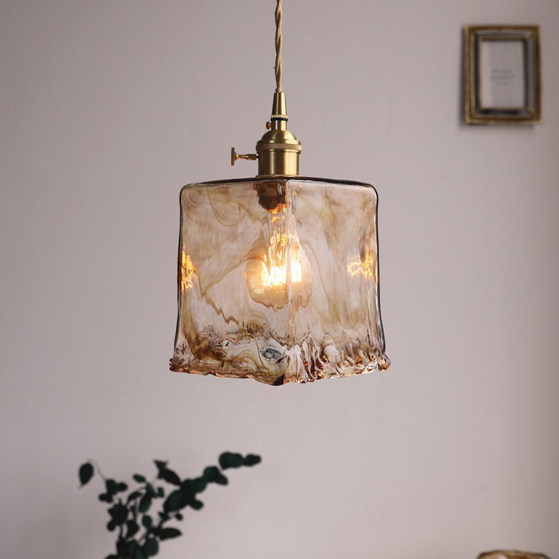 Handblown Victorian-Style Glass Pendant Light – Recycled Glass & Brass Finishes