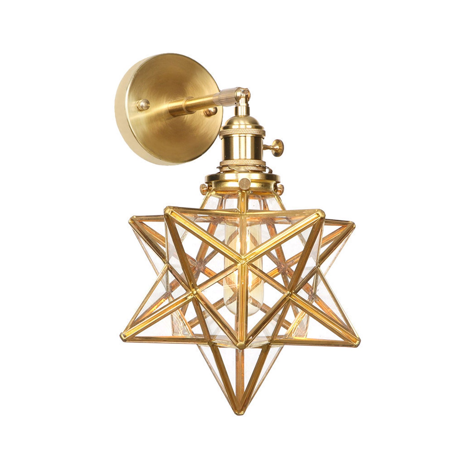 Glass Wall Light with Star Glass Shade, Wall Lamp for Bedroom Living Room Hallway