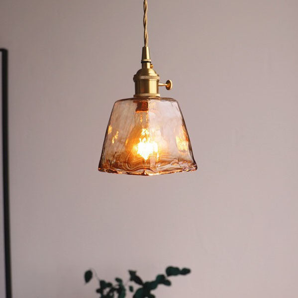 Handblown Victorian-Style Glass Pendant Light – Recycled Glass & Brass Finishes