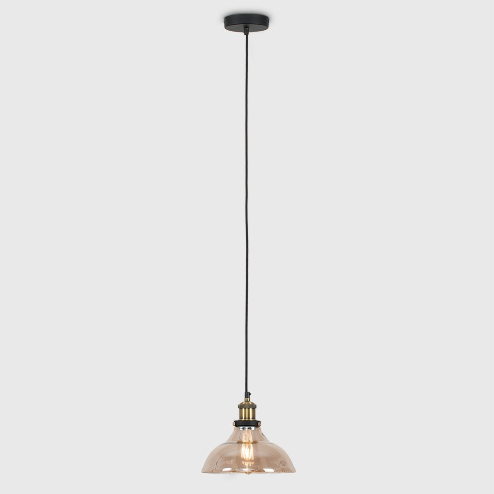 Industrial Ceiling Pendant Light with Clear or Amber Glass Shade