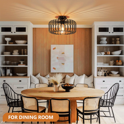 Black Modern Chandeliers Ceiling Light,Metal Cage Light Fixtures for Living Room,Kitchen,Dining Room,Bedroom(Bulb Not Included)