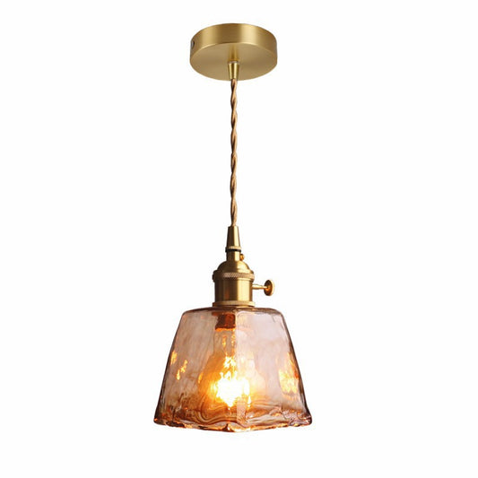 Handblown Victorian-Style Glass Pendant Light – Recycled Glass & Brass Finishes