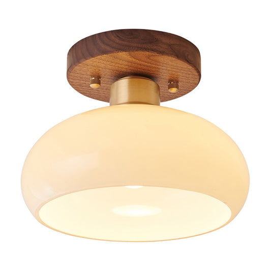 Glass Ceiling Light Fixture Chandelier with Wooden Base