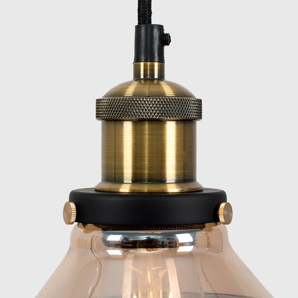 Industrial Ceiling Pendant Light with Clear or Amber Glass Shade